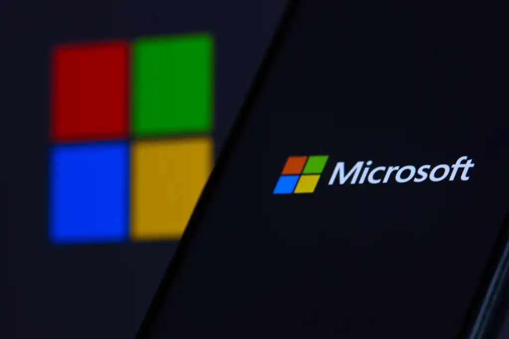 microsoft logo on the front of a smartphone