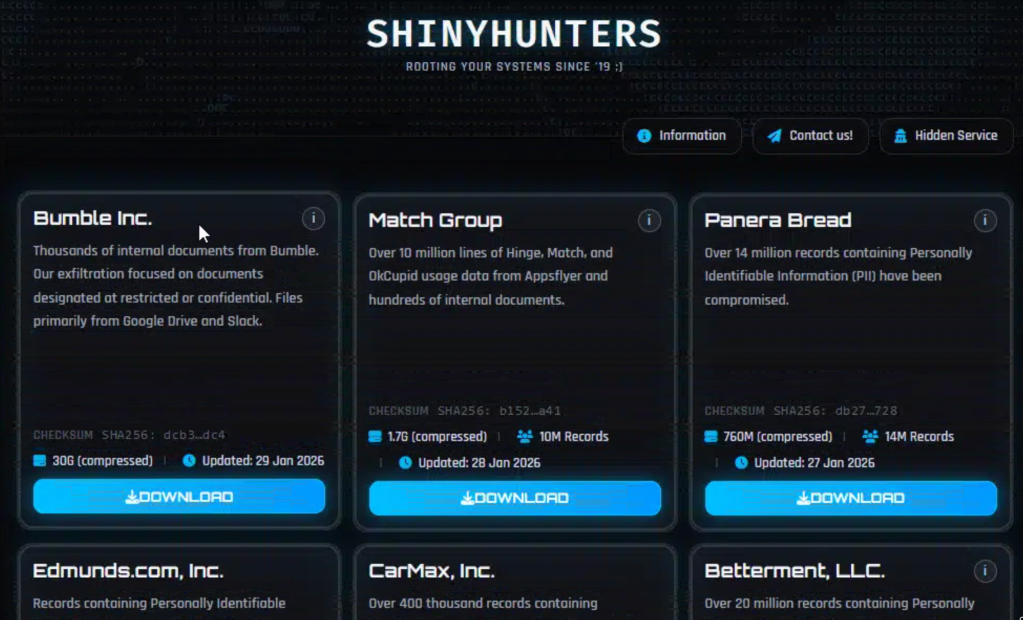 Dump de données ShinyHunters