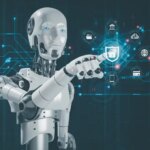 Artificial Intelligence Internet of Things Network Protection Global Business Robots Touch Key Protection Icons Digital technology concepts online marketing, data analysis, e-commerce connectivity