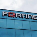 A photograph of a building with Fortinet