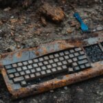 Rusty keyboard on the ground