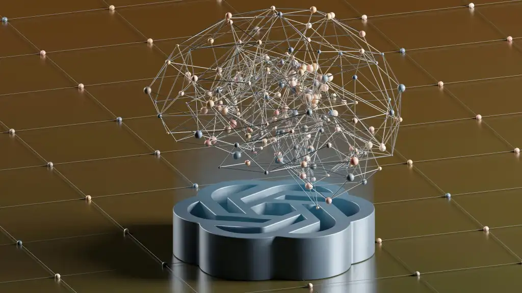 Computer-generated image of a neural network brain