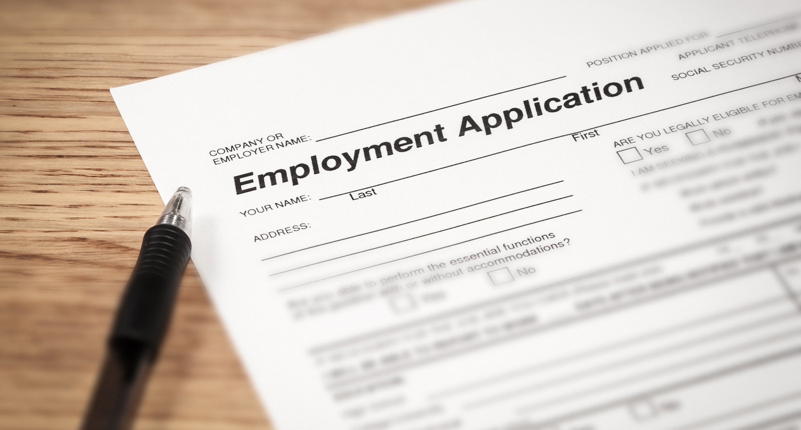 Une photo d'une demande d'emploi
