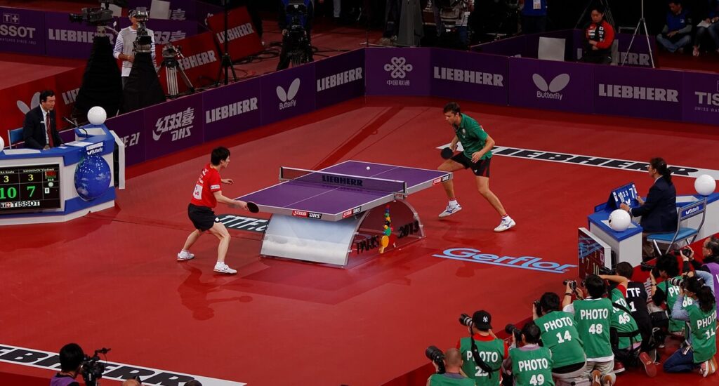 A picture of a table tennis match