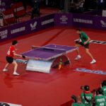 A picture of a table tennis match
