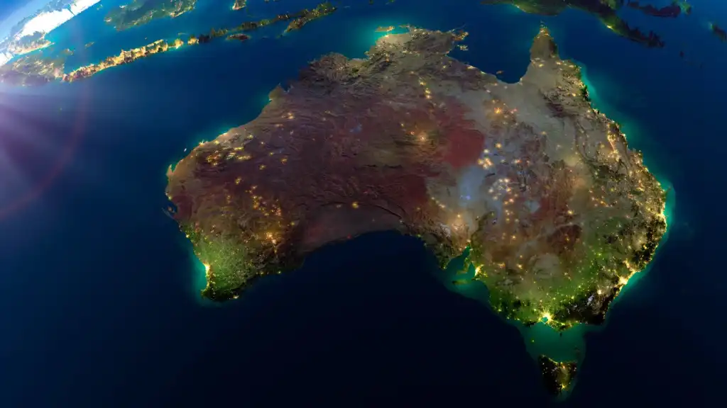 An image of Australia taken from space.