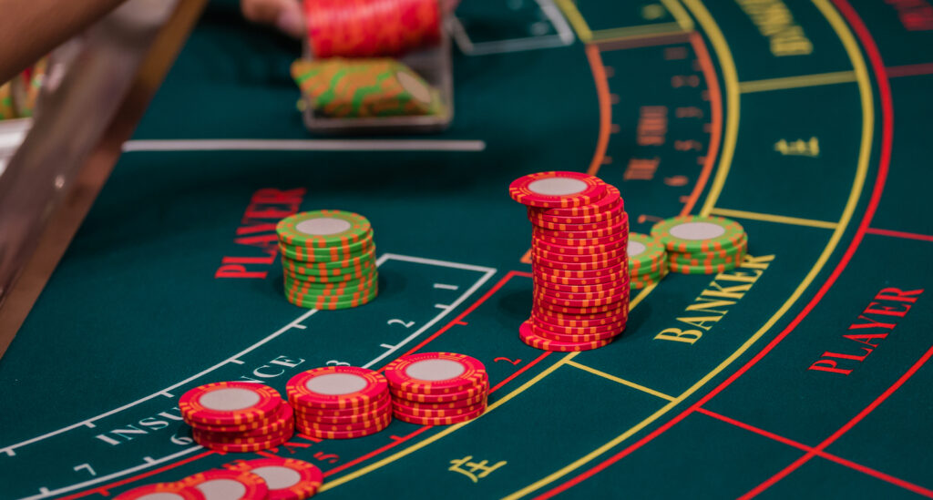 A picture of a baccarat table