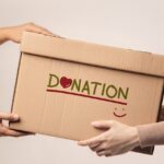A picture of a box with "donation" written on it