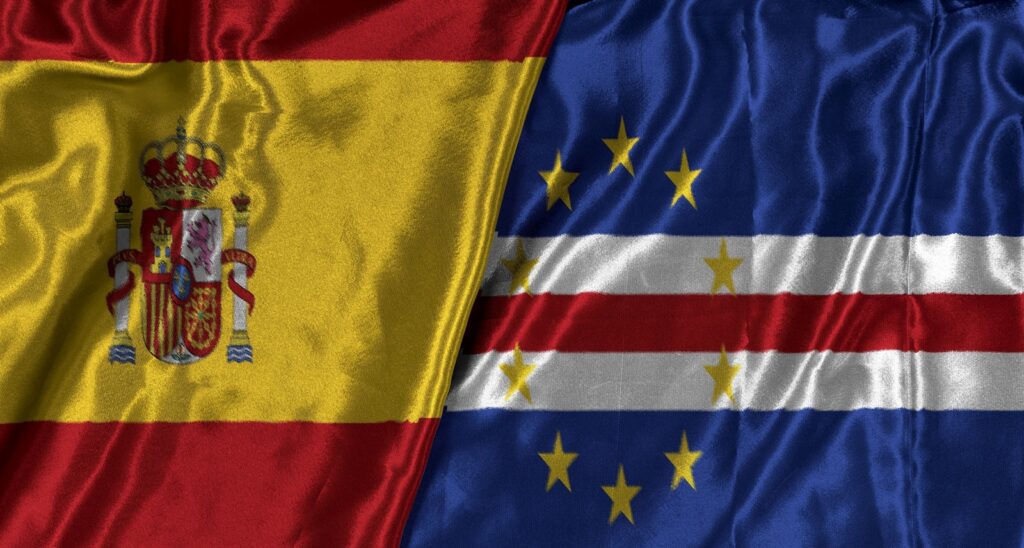 Spain and Cape Verde flags side by side