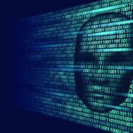 ominous humanoid face in a field of zeros and ones
