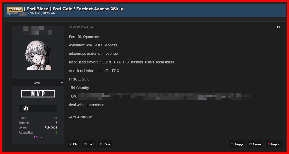 FortiBleed exploité : suivi de Dark_Alpha sur Darkforums