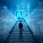 man walking up steps ai