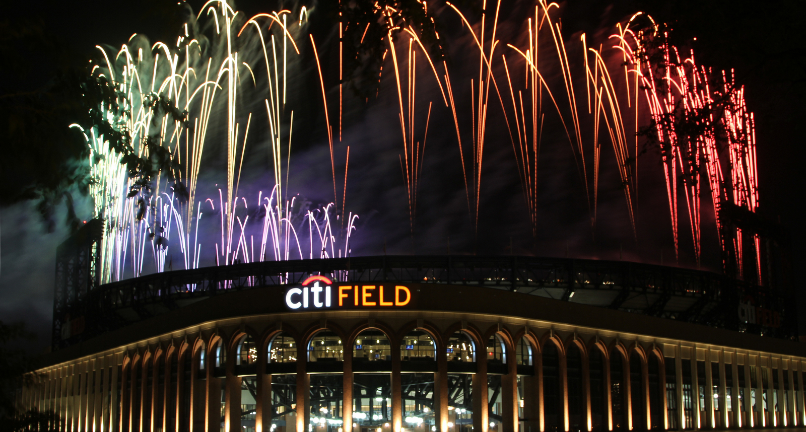 A picture of fireworks at Citi Field