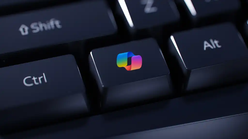 image of the copilot icon on a keyboard key
