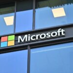 Microsoft logo on building