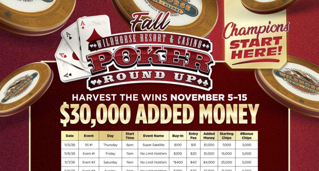 Le tour d’horizon du poker d’automne 2026 revient à Wildhorse en novembre