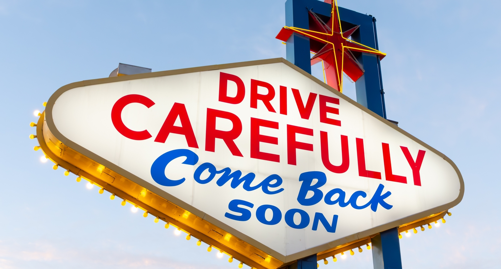 A picture of the exit side of the "Welcome to Las Vegas" sign