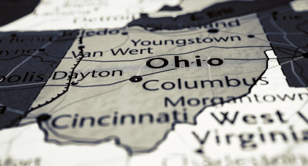 A picture of the map of Ohio