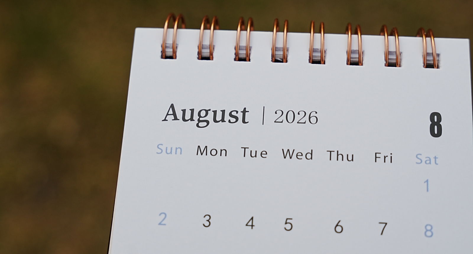Une photo du mois d'août sur un calendrier