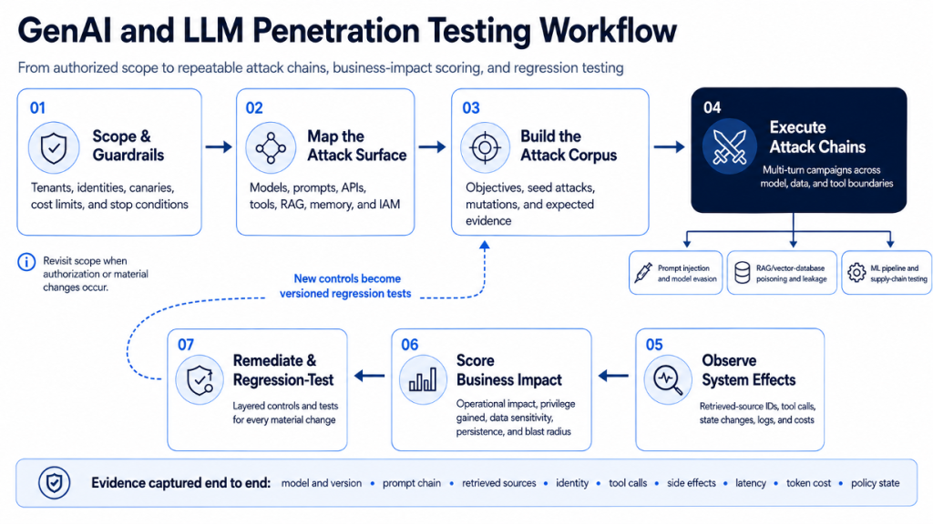 Figure 1. Un flux de travail reproductible pour tester les applications GenAI et LLM.