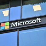 Microsoft logo on building