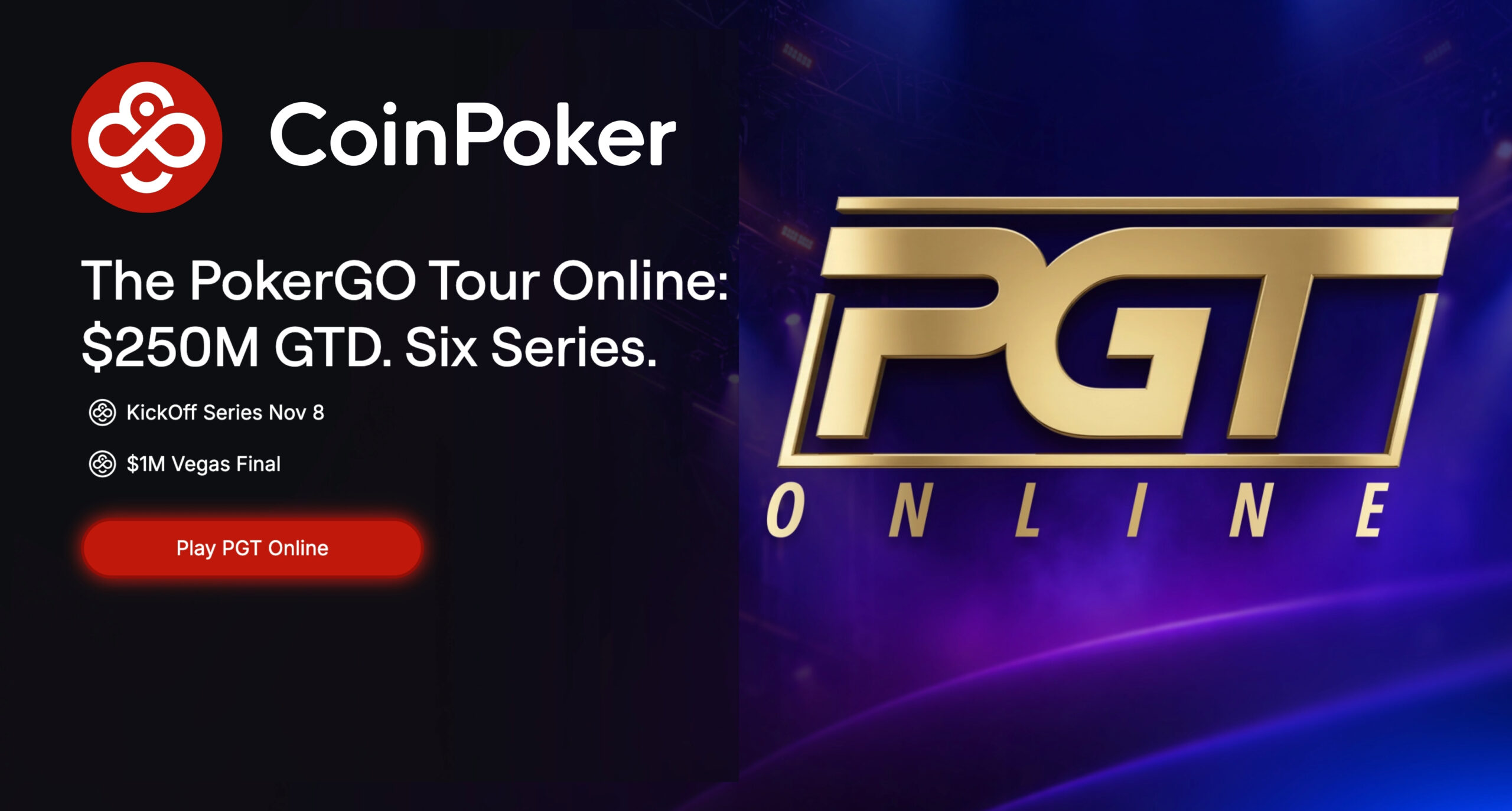 CoinPoker et PGT s'associent pour une saison garantie de 250 millions de dollars