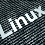 Linux source code with a binary background. 3D rendered Illustration.