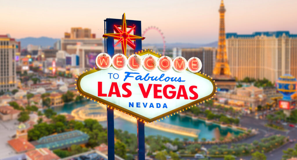 A picture of the famous "Welcome to Las Vegas" sign