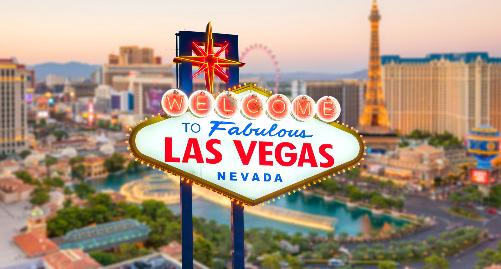 A picture of the famous "Welcome to Las Vegas" sign