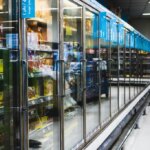 Freezer aisle in a grocery store.