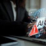 AI interface showing prompt error warning and system alert. AI prompt failure can lead to incorrect output or hallucination. Managing AI prompt error is crucial in safe AI deployment. Muxer